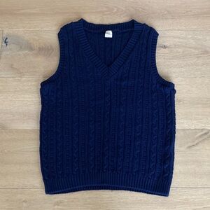 Elegant Navy V-Neck Cableknit Women's Sweater Vest